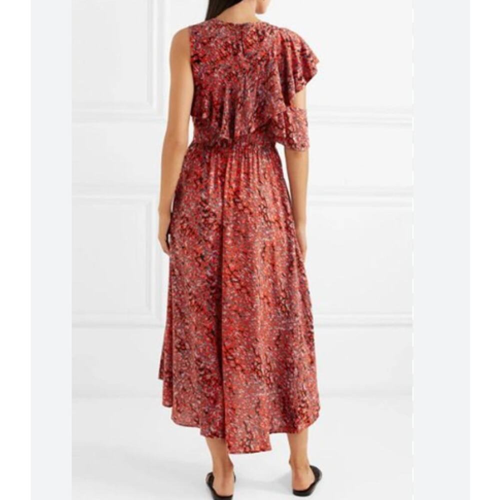Maje Ruffled Leopard-print Crepe Midi Dress In Multi - Picture 3 of 15